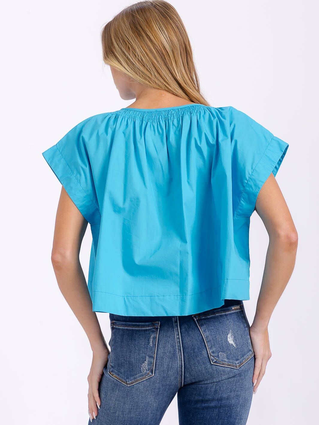 WOMEN'S SHORT SLEEVE V-NECK LOOSE FIT TOP