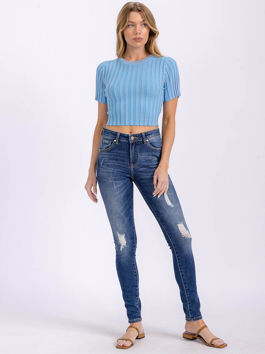 WOMEN'S SHORT SLEEVE RIBBED TOP