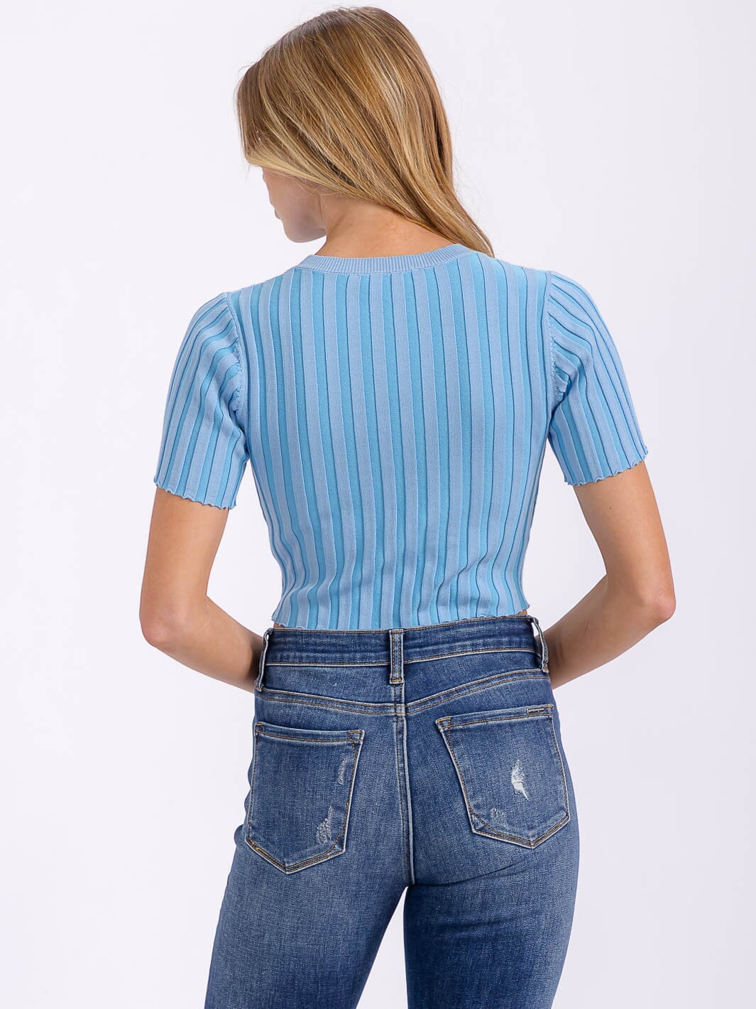 WOMEN'S SHORT SLEEVE RIBBED TOP