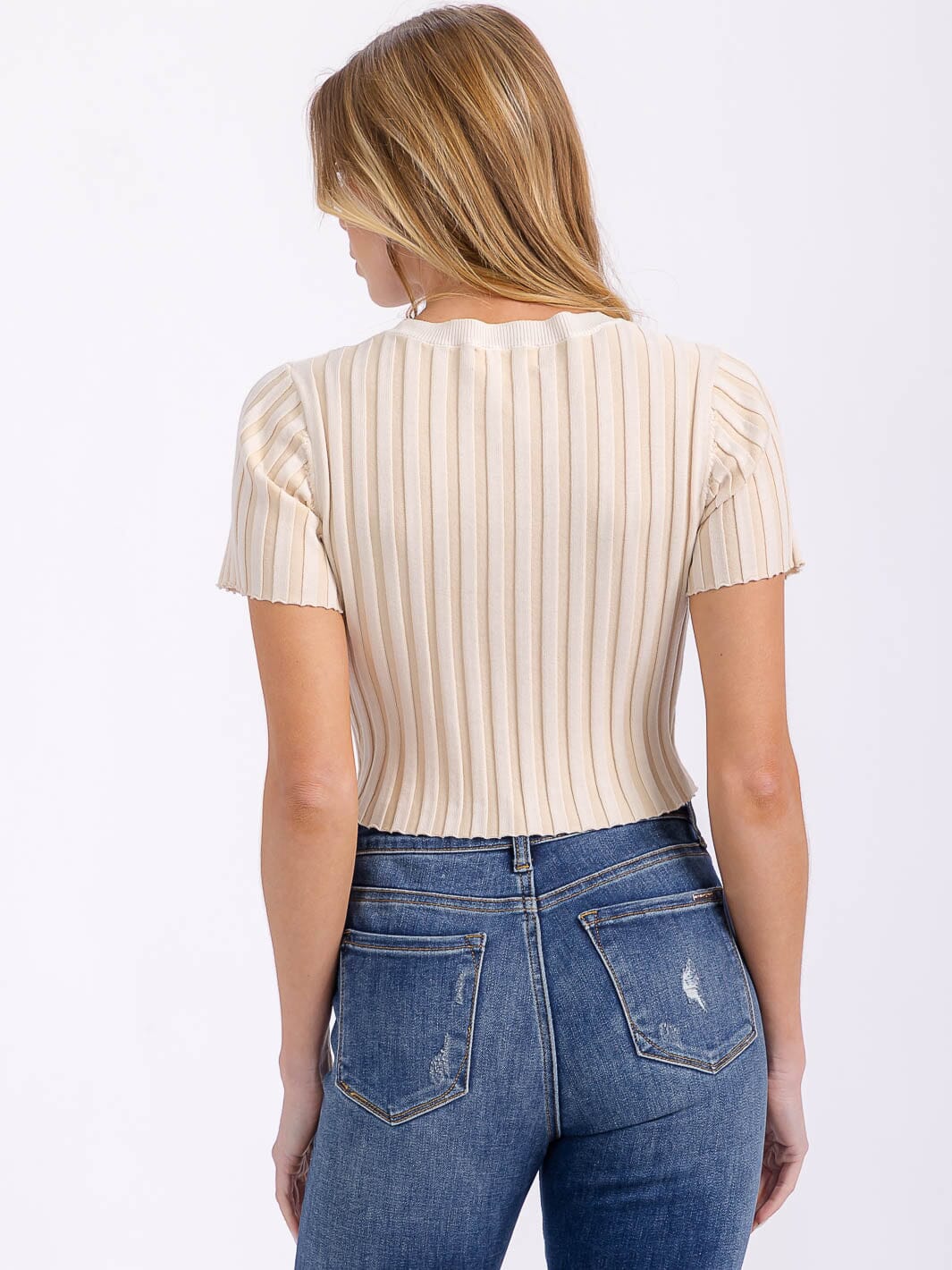 WOMEN'S SHORT SLEEVE RIBBED TOP