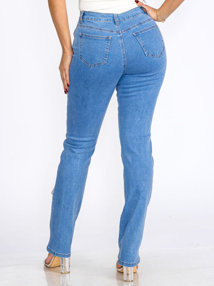WOMEN'S BUTTON CLOSURE POCKETS HEARTS STRETCH DENIM SKINNY JEANS