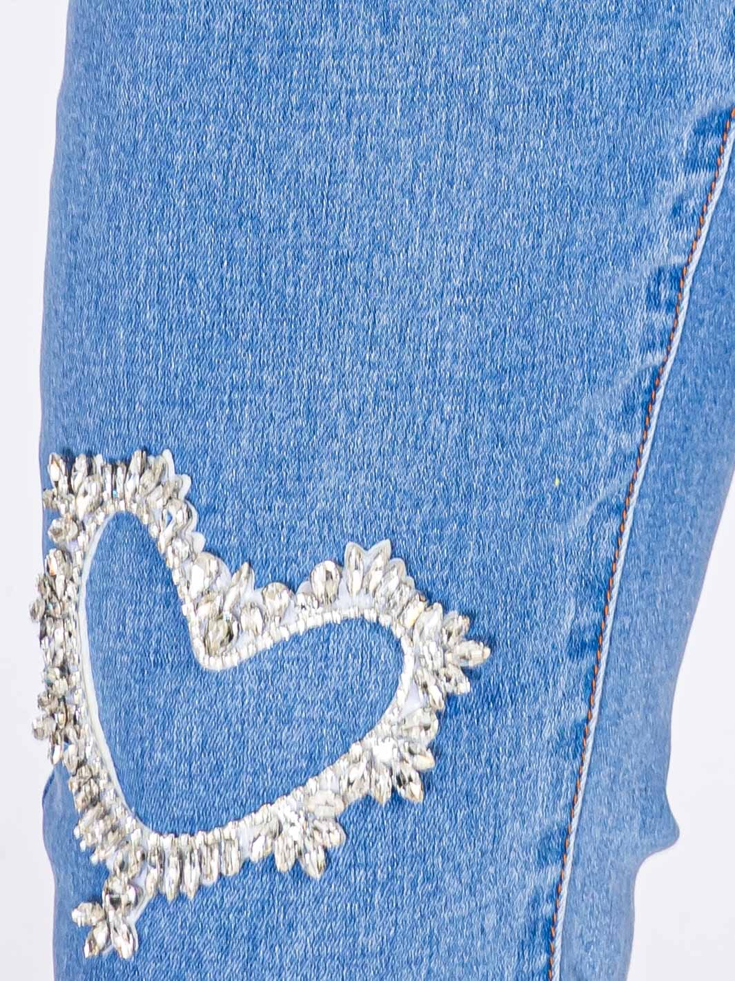WOMEN'S BUTTON CLOSURE POCKETS HEARTS STRETCH DENIM SKINNY JEANS