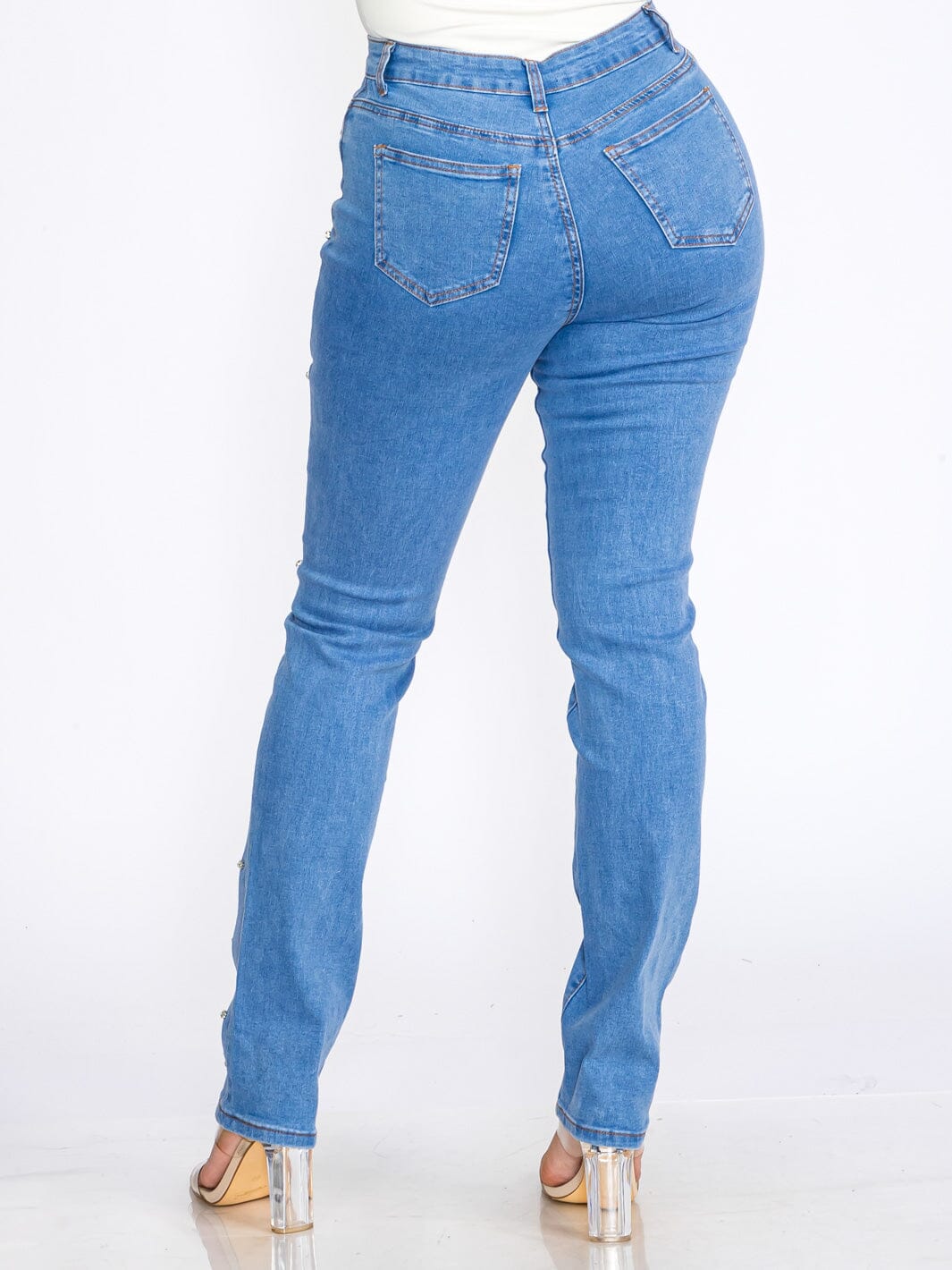 WOMEN'S BUTTON CLOSURE POCKETS CROSS STRETCH DENIM SKINNY JEANS