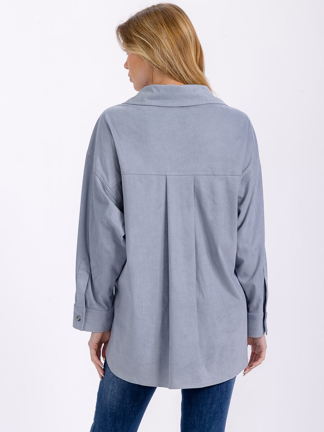 WOMEN'S LONG SLEEVE BUTTON UP HIGH-LOW TOP