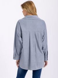 WOMEN'S LONG SLEEVE BUTTON UP HIGH-LOW TOP