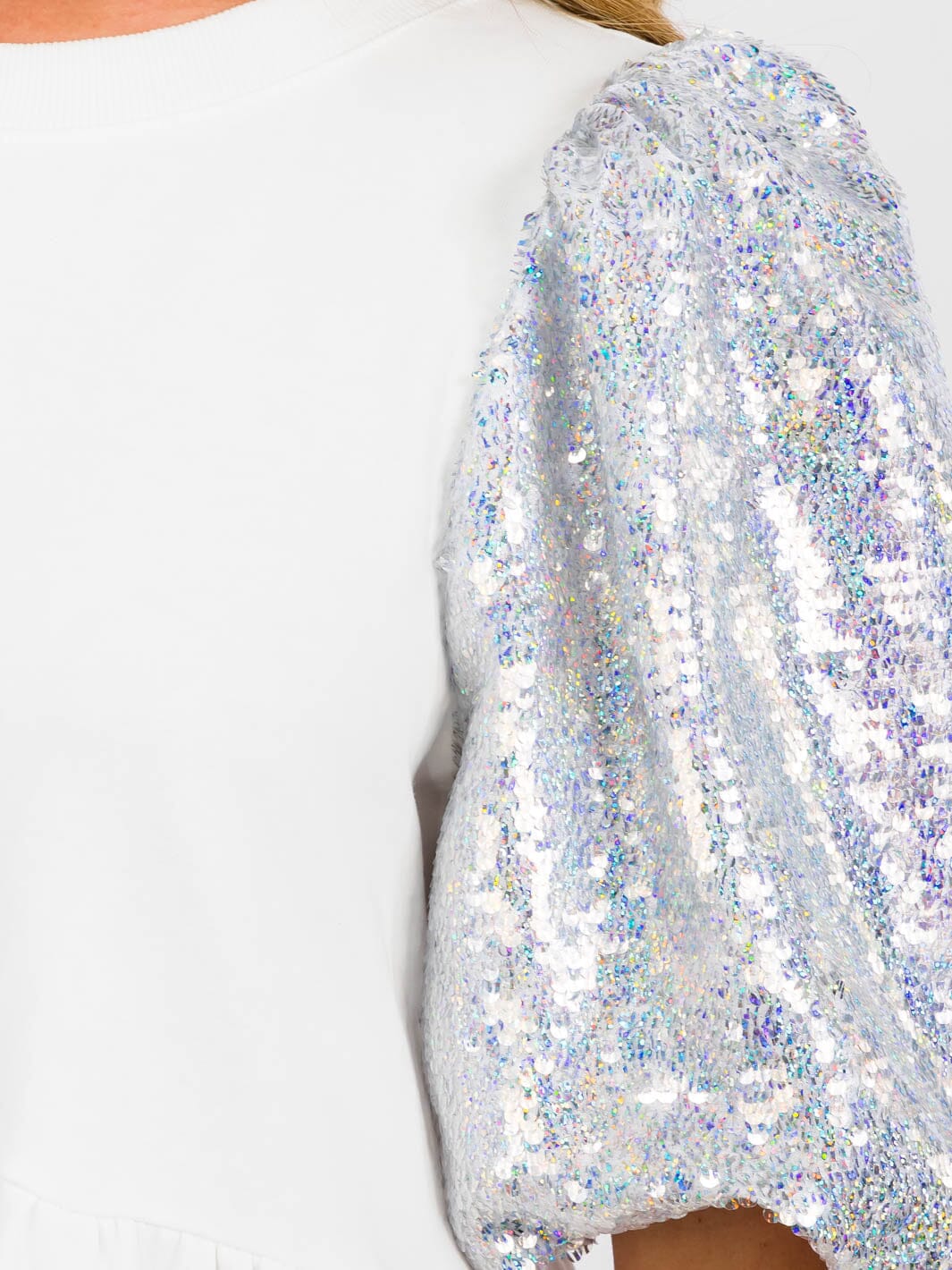 WOMEN'S SHORT SEQUINS SLEEVES TIERED POCKETS TUNIC MINI DRESS