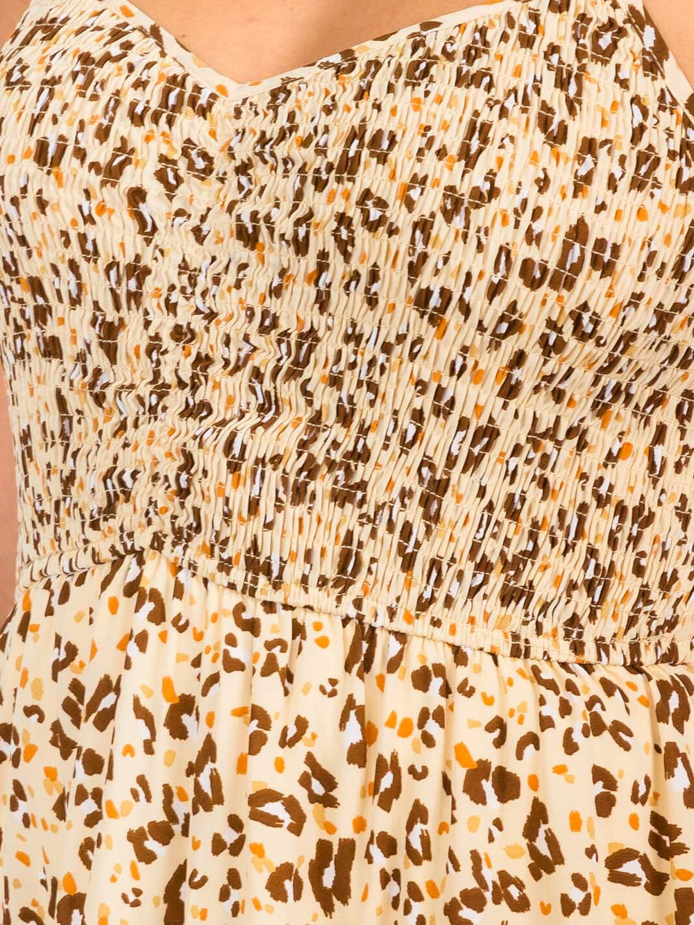 WOMEN'S SLEEVELESS SMOCK ANIMAL PRINT MINI DRESS