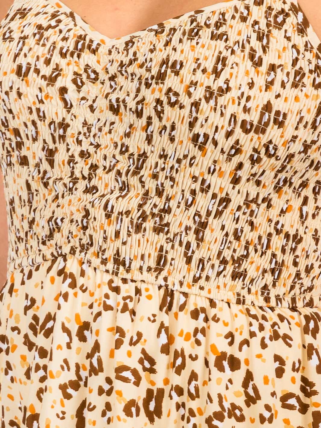 WOMEN'S SLEEVELESS SMOCK ANIMAL PRINT MINI DRESS