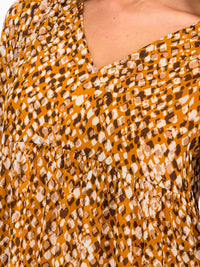 WOMEN'S LONG SLEEVES V-NECK TUNIC ANIMAL PRINT TUNIC MINI DRESS
