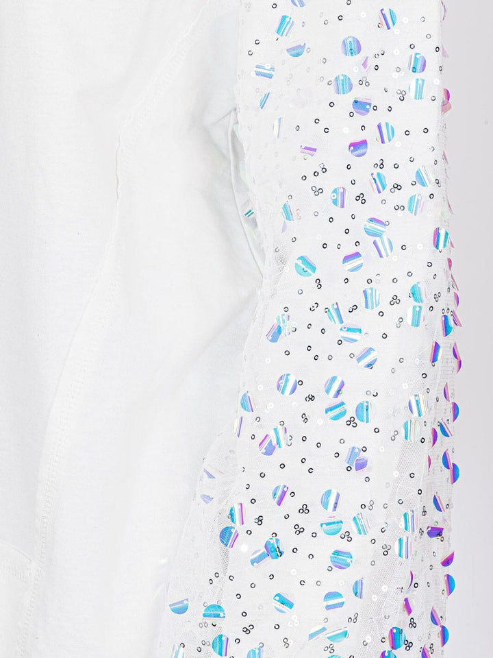 WOMEN'S LONG SEQUINS SLEEVES PULLOVER HIGH-LOW SWEATER