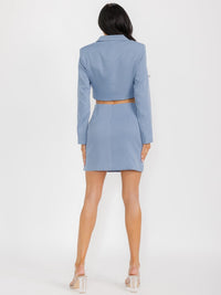 WOMEN'S LONG SLEEVE BLAZER & ZIP UP MINI SKIRT 2PC. SET