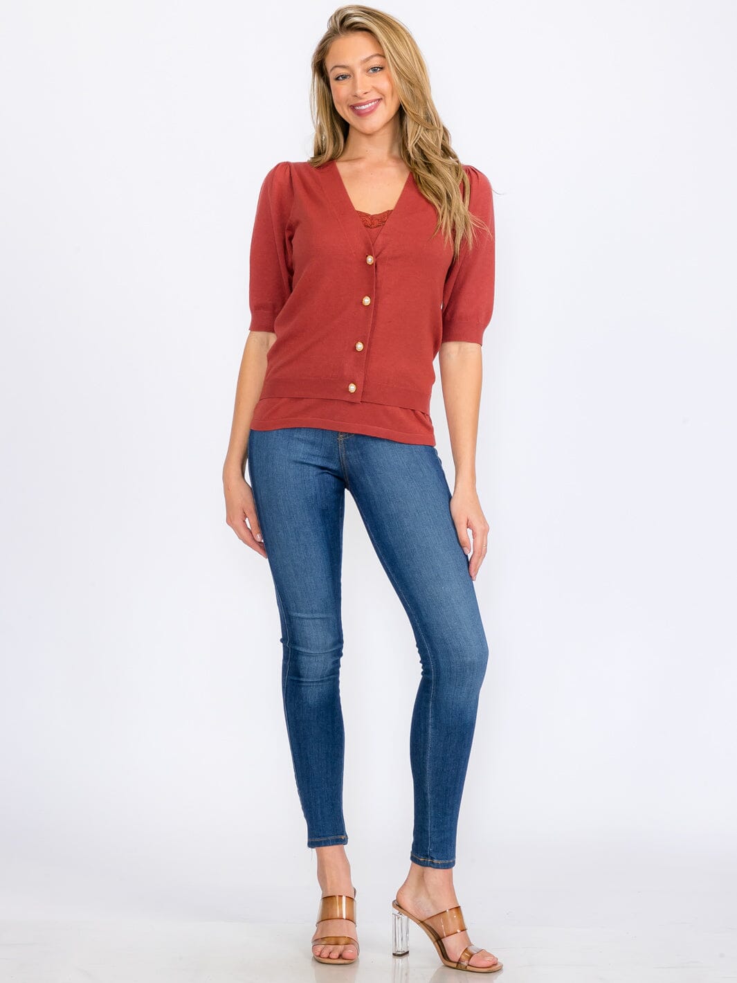 WOMEN'S SHORT SLEEVE CARDIGAN & TANK TOP 2PC SET