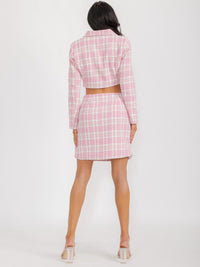 WOMEN'S LONG SLEEVE BLAZER & ZIP UP MINI SKIRT PLAID 2PC. SET