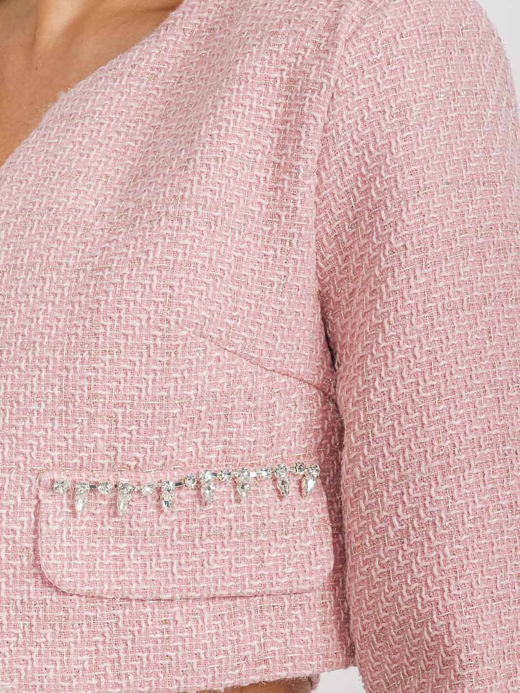 WOMEN'S LONG SLEEVE BLAZER WITH CROP TOP & BUTTON CLOSURE MINI SKIRT 3PC. SET