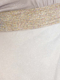 PLUS SIZE LONG SLEEVES V-NECK WAIST DETAILED COLORBLOCK SEQUINS MAXI DRESS