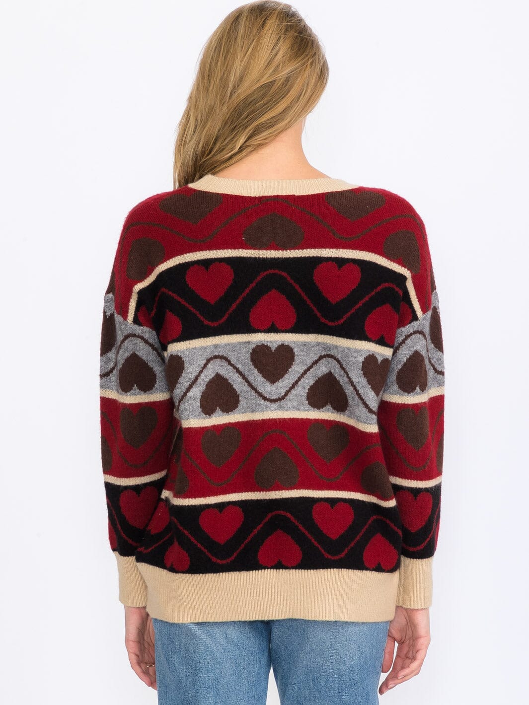 WOMEN'S LONG SLEEVES PULLOVER COLORBLOCK MULTI PRINT SWEATER