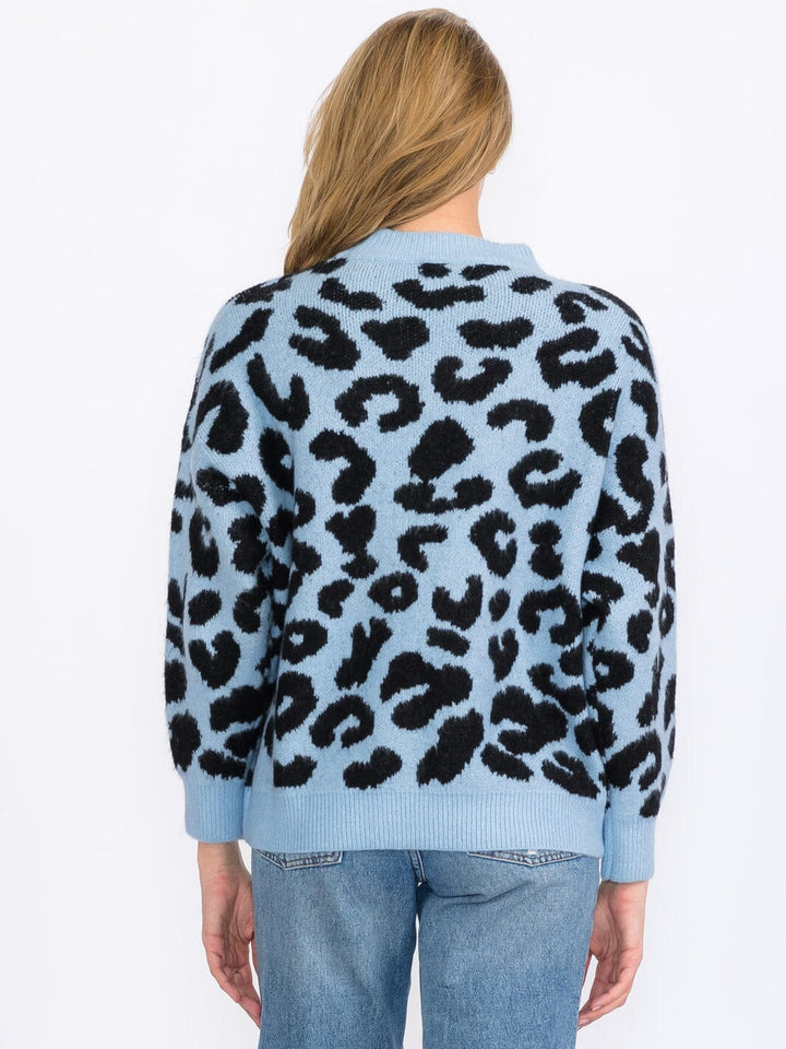 WOMEN'S LONG SLEEVES PULLOVER COLORBLOCK ANIMAL PRINT SWEATER