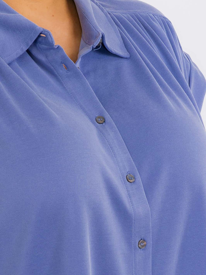PLUS SIZE SHORT BUTTON UP BLOUSE TOP