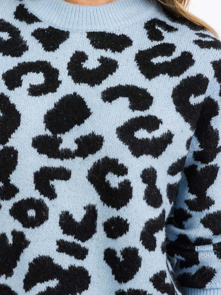 WOMEN'S LONG SLEEVES PULLOVER COLORBLOCK ANIMAL PRINT SWEATER