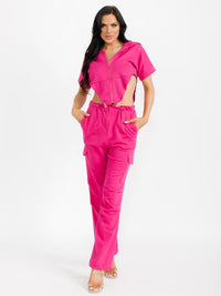 WOMEN'S SHORT SLEEVE TOP & ELASTIC WAIST PANTS 2PC. SET
