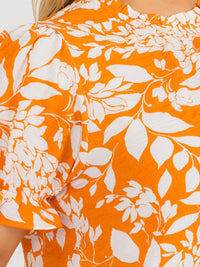 PLUS SIZE SHORT SLEEVE FLORAL PRINT BLOUSE TOP