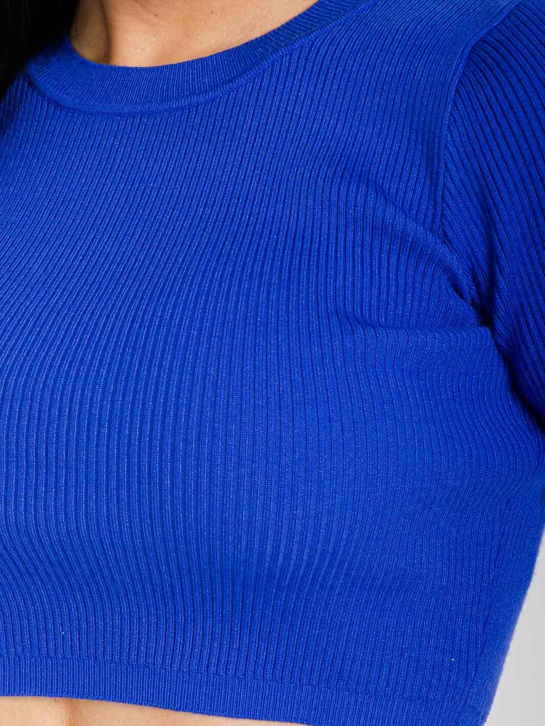 WOMEN'S SHORT SLEEVE CROP TOP & ELASTIC WAIST PANTS RIBBED 2PC. SET