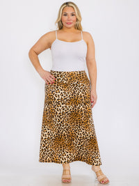PLUS SIZE ELASTIC WAIST ANIMAL PRINT MAXI SKIRT