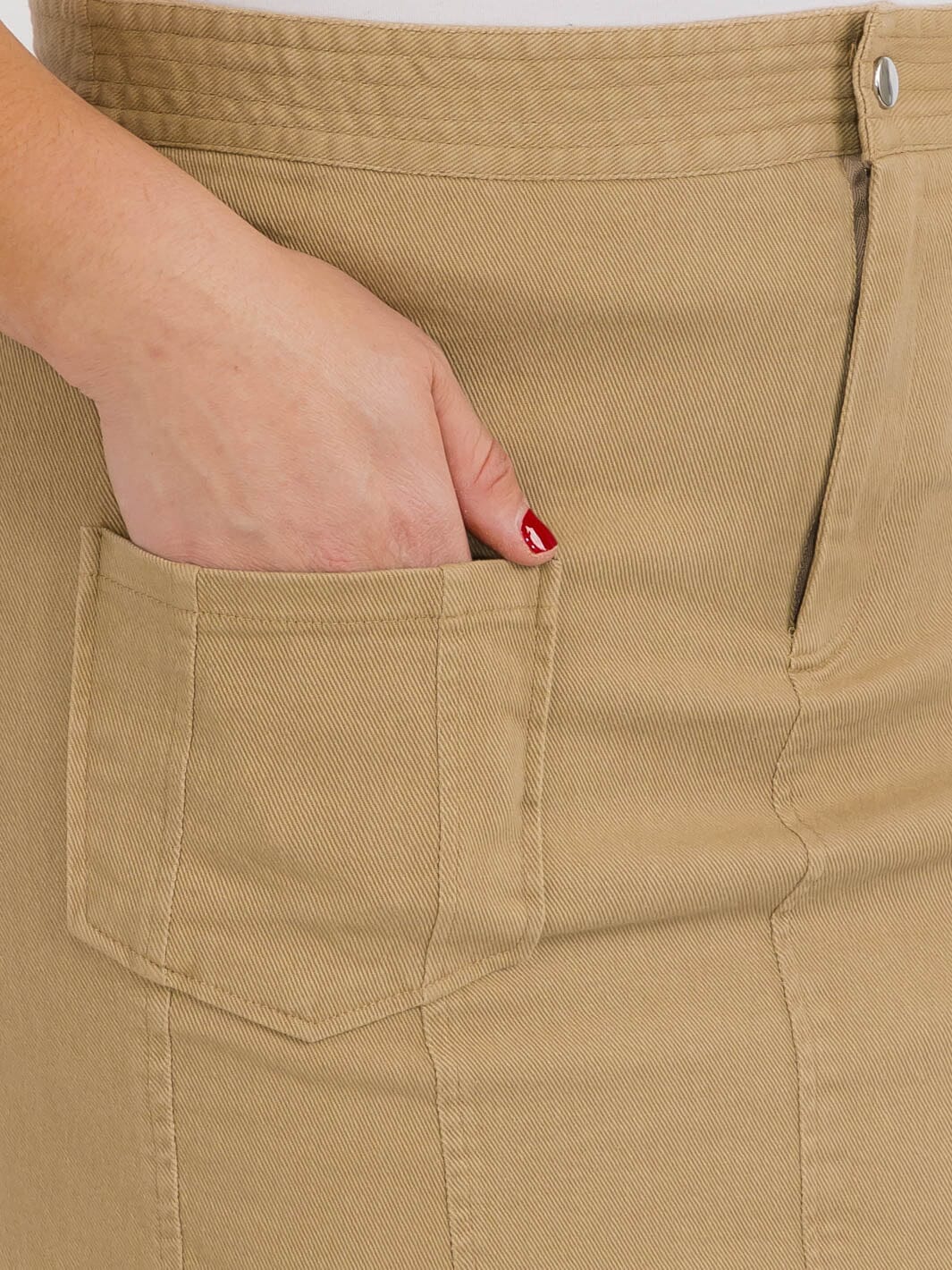 PLUS SIZE BUTTON CLOSURE FRONT POCKETS MINI DENIM SKORT