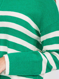 WOMEN'S LONG SLEEVE COLORBLOCK STRIPES PULLOVER SWEATER