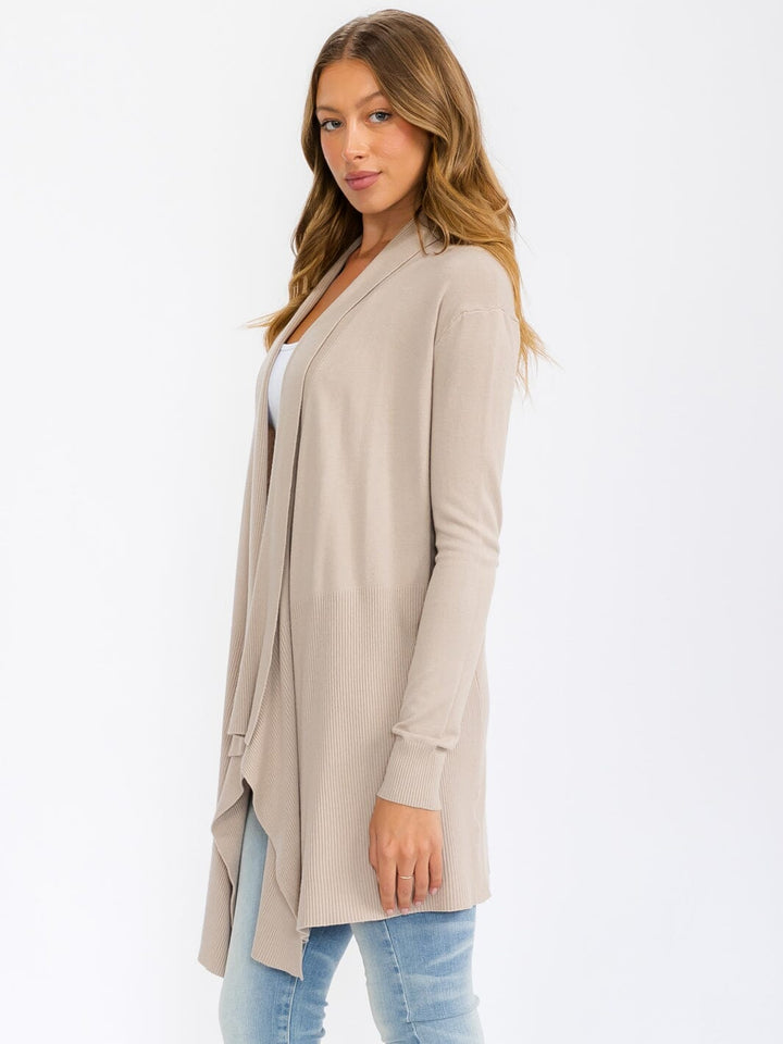 WOMEN'S LONG SLEEVE OPEN FRONT DRAPE CARDIGAN