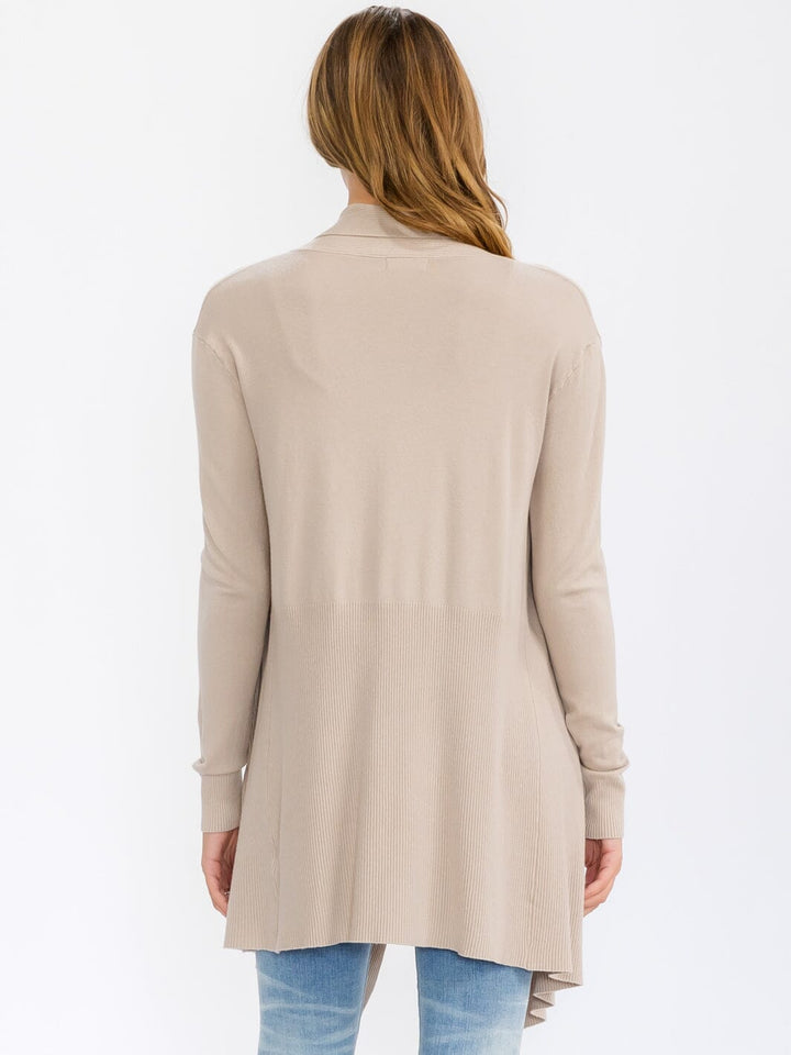 WOMEN'S LONG SLEEVE OPEN FRONT DRAPE CARDIGAN