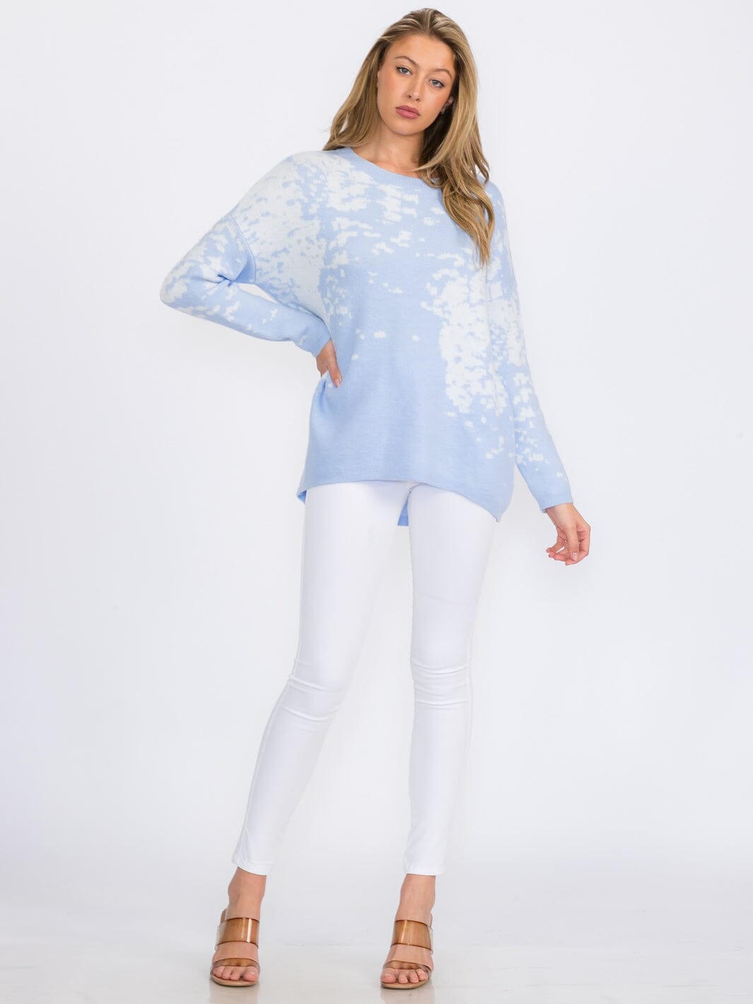 WOMEN'S LONG SLEEVES PULLOVER HIGH-LOW COLORBLOCK TIE DYE SWEATER