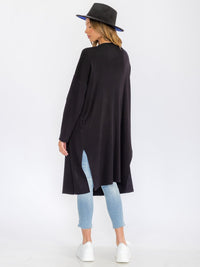 WOMEN'S LONG SLEEVE OPEN FRONT POCKETS DRAPE CARDIGAN