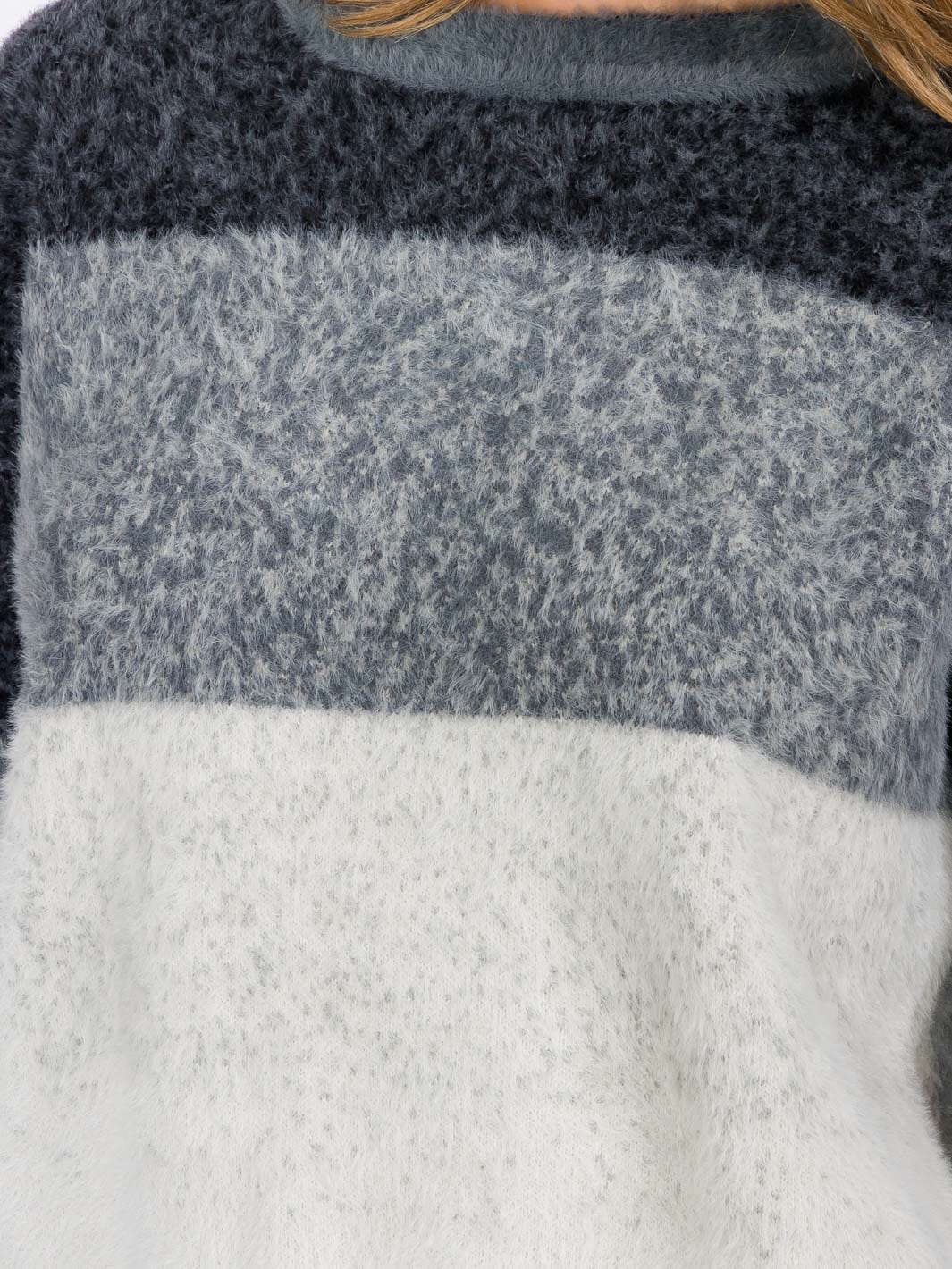 WOMEN'S LONG SLEEVE COLORBLOCK PULLOVER SWEATER