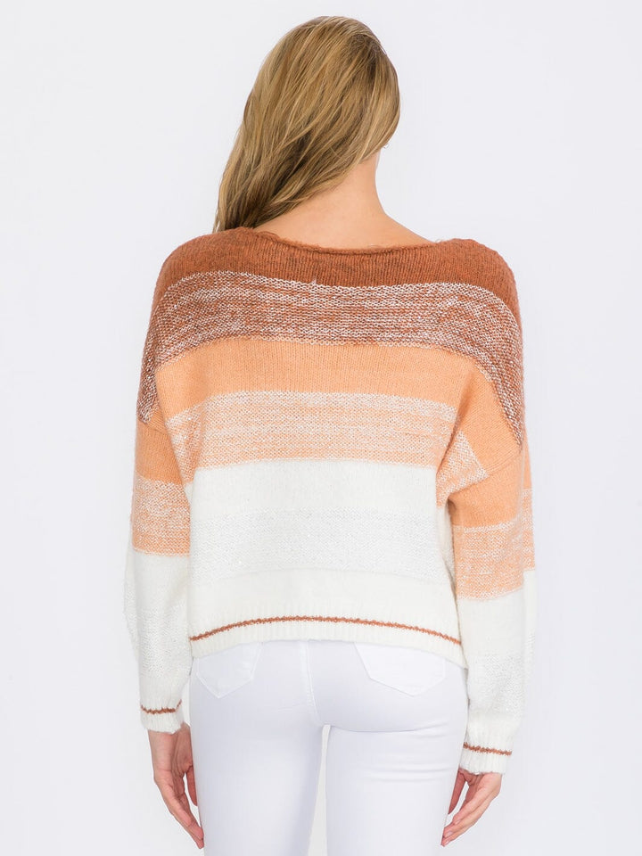 WOMEN'S LONG SLEEVE COLORBLOCK PULLOVER SWEATER