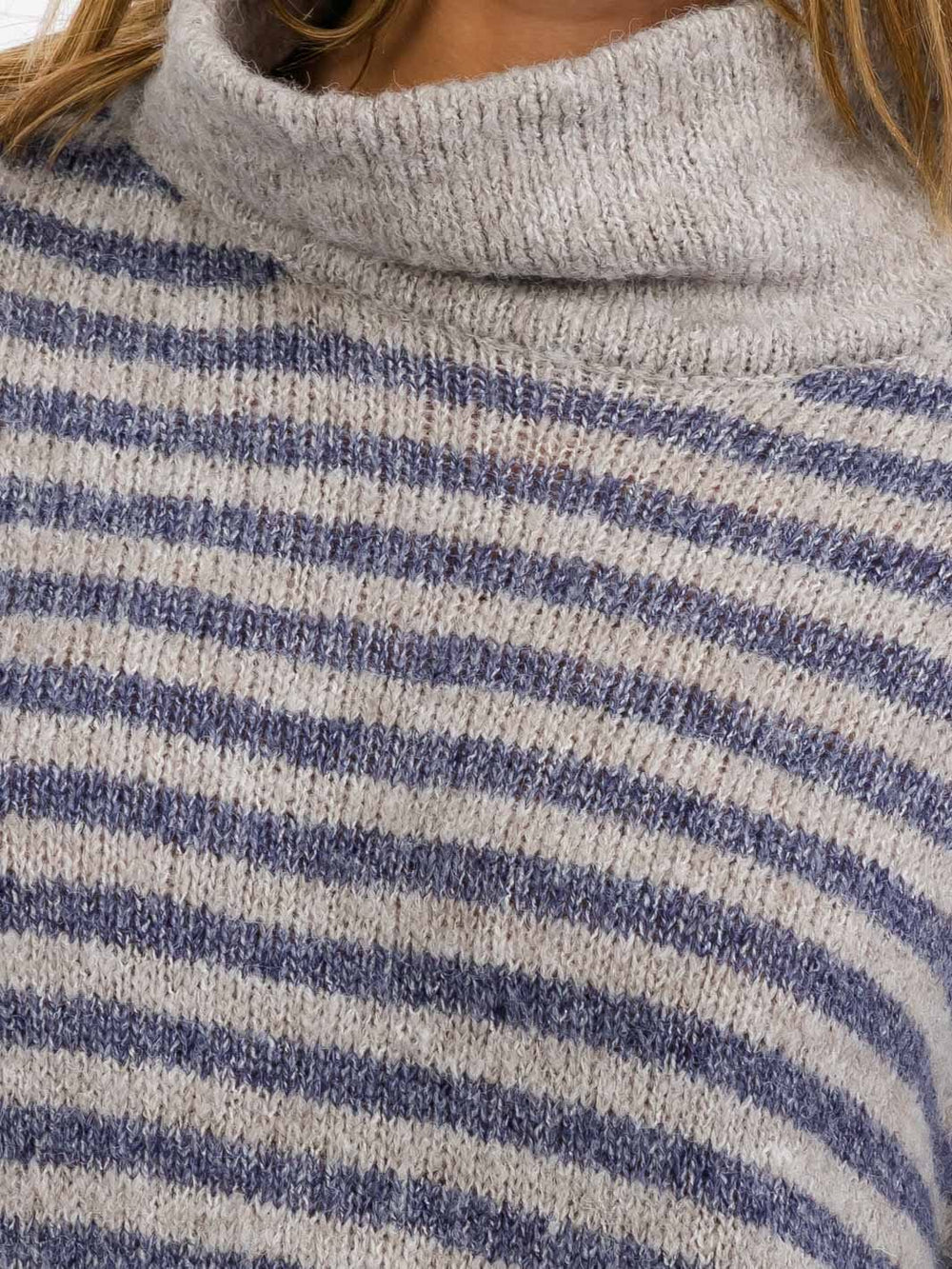 WOMEN'S LONG SLEEVE TURTLE NECK STRIPES COLORBLOCK SWEATER MINI DRESS