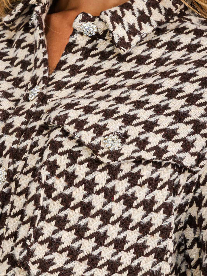 WOMEN'S LONG SLEEVE BUTTON CLOSURE FRONT POCKETS CROP JACKET