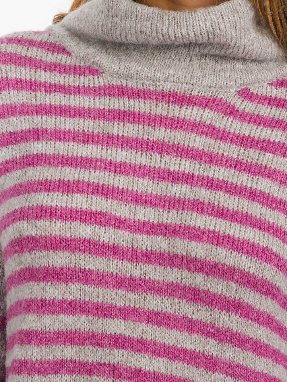 WOMEN'S LONG SLEEVE TURTLE NECK STRIPES COLORBLOCK SWEATER MINI DRESS