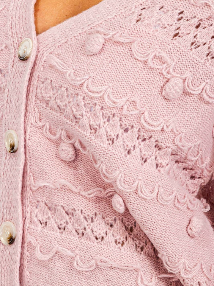 WOMEN'S LONG SLEEVE BUTTON CLOSURE CARDIGAN KNIT SWEATER