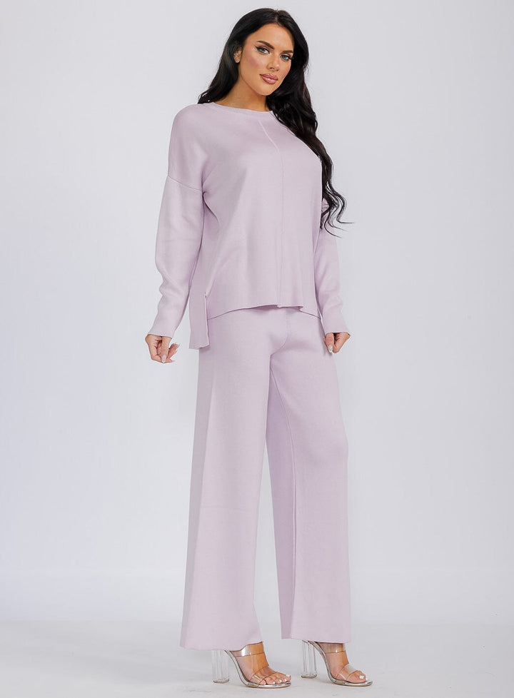 WOMEN'S LONG SLEEVE TOP & ELASTIC WAIST PANTS SOLID 2PC. SET