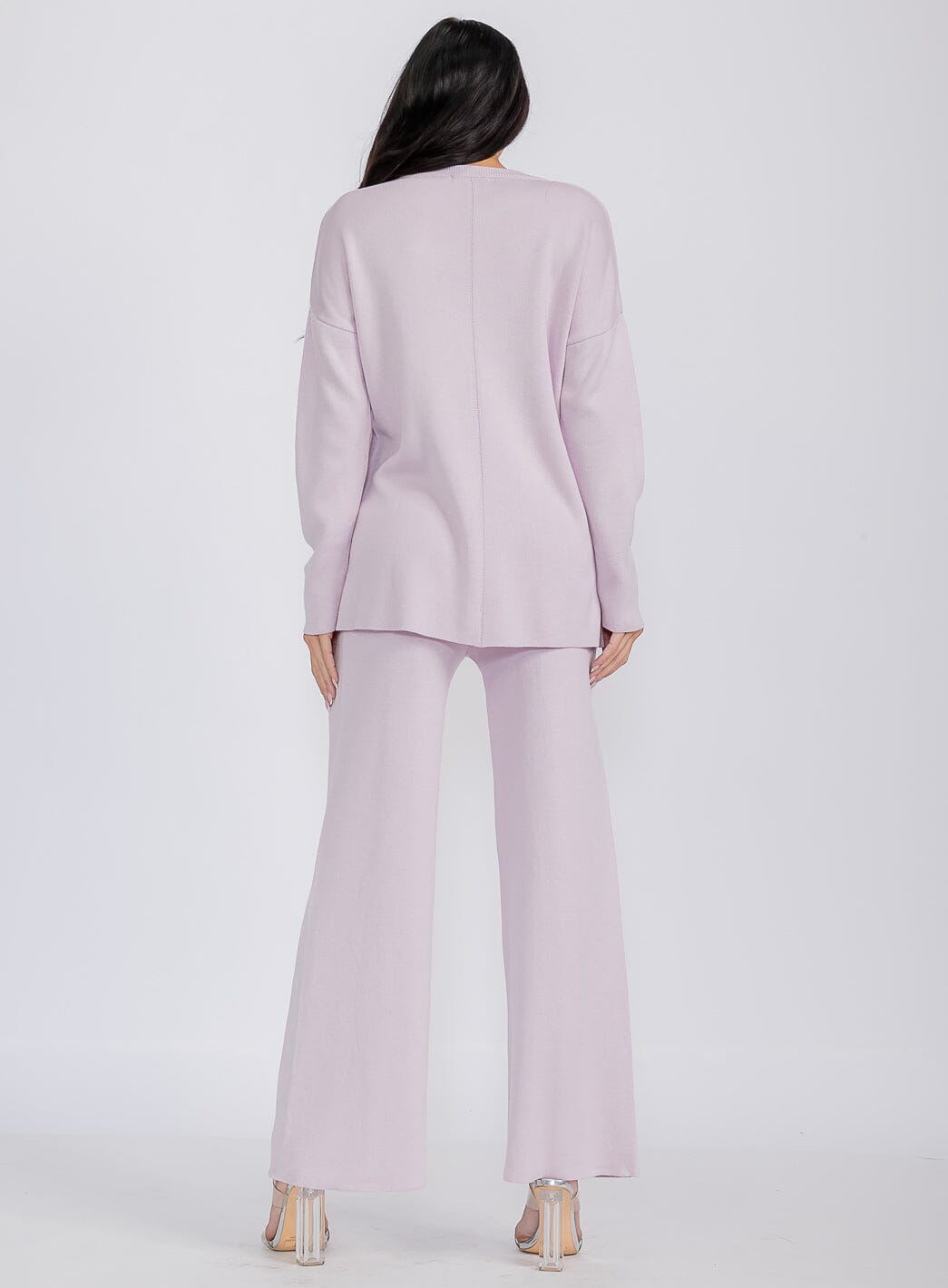 WOMEN'S LONG SLEEVE TOP & ELASTIC WAIST PANTS SOLID 2PC. SET