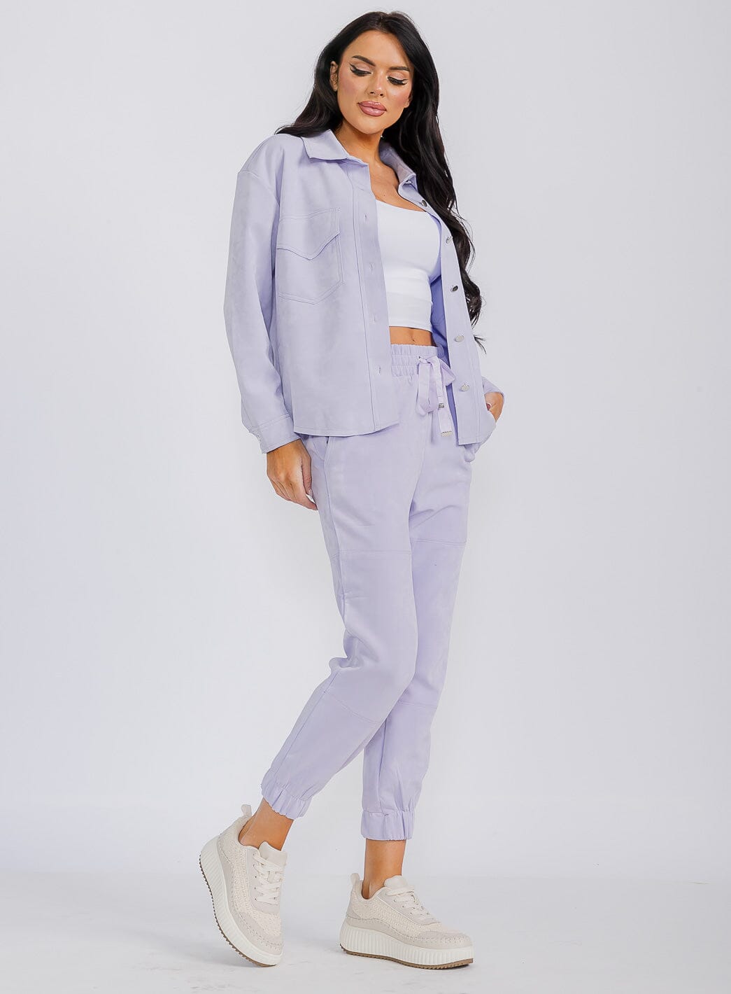 WOMEN'S LONG SLEEVE BUTTON UP FRONT POCKETS TOP