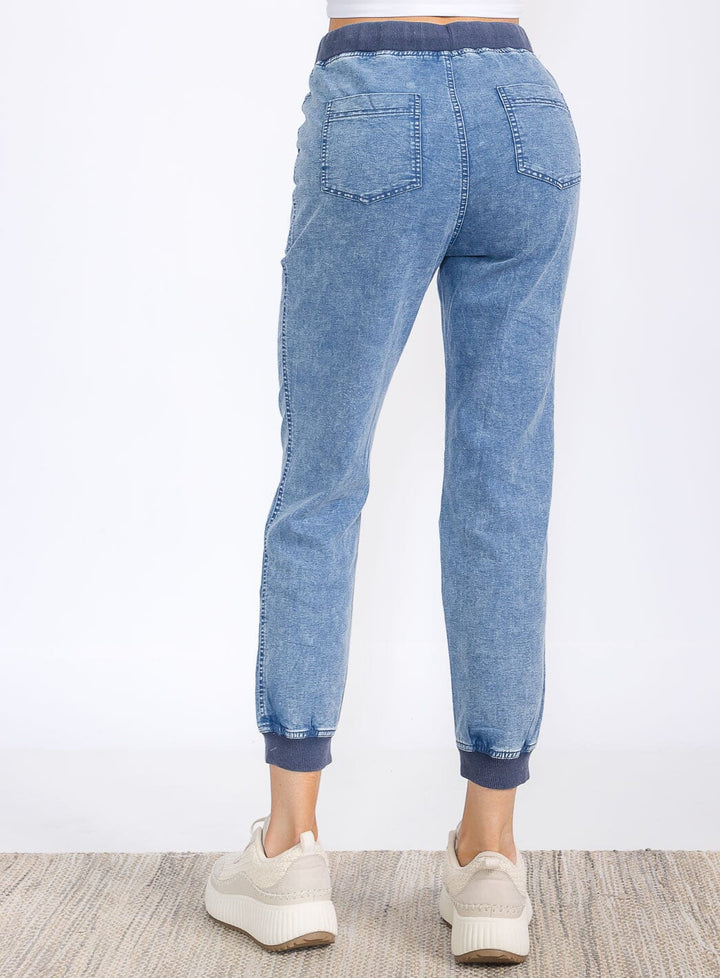 WOMEN'S ELASTIC WAIST POCKETS JOGGER PANTS