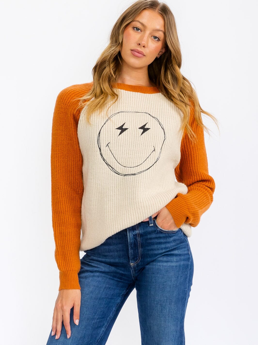 WOMEN'S LONG SLEEVE GRAPHIC COLORBLOCK PULLOVER SWEATER