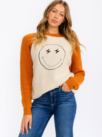 WOMEN'S LONG SLEEVE GRAPHIC COLORBLOCK PULLOVER SWEATER
