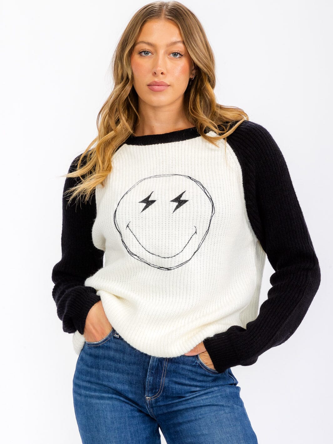 WOMEN'S LONG SLEEVE GRAPHIC COLORBLOCK PULLOVER SWEATER