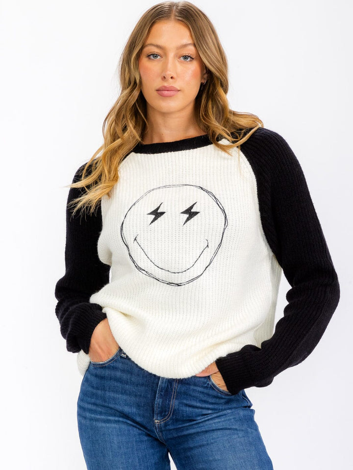 WOMEN'S LONG SLEEVE GRAPHIC COLORBLOCK PULLOVER SWEATER