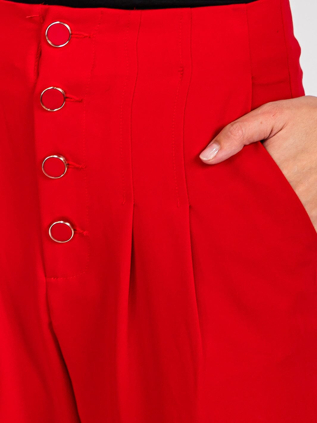 WOMEN'S BUTTON UP FRONT POCKETS WIDE LEG PANTS