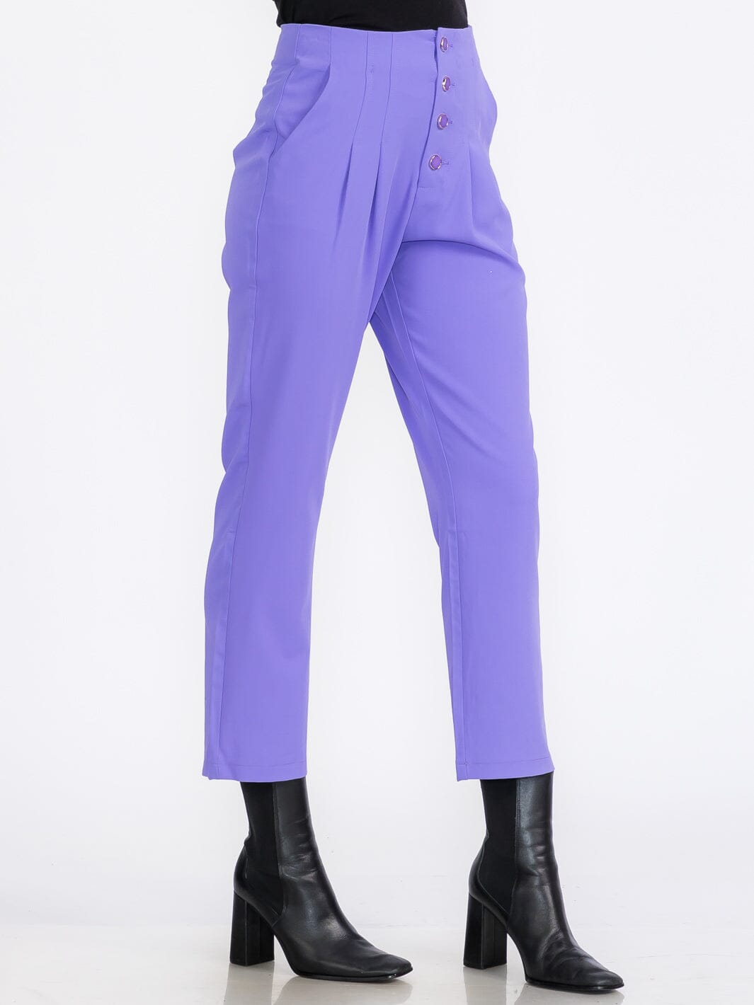 WOMEN'S BUTTON UP FRONT POCKETS WIDE LEG PANTS