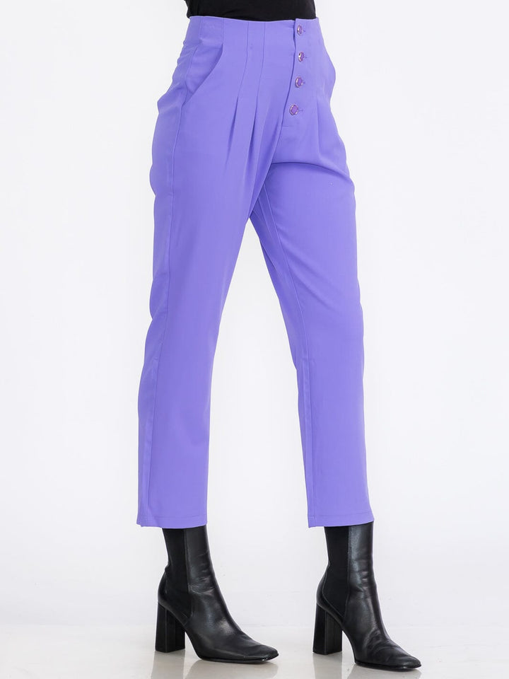 WOMEN'S BUTTON UP FRONT POCKETS WIDE LEG PANTS